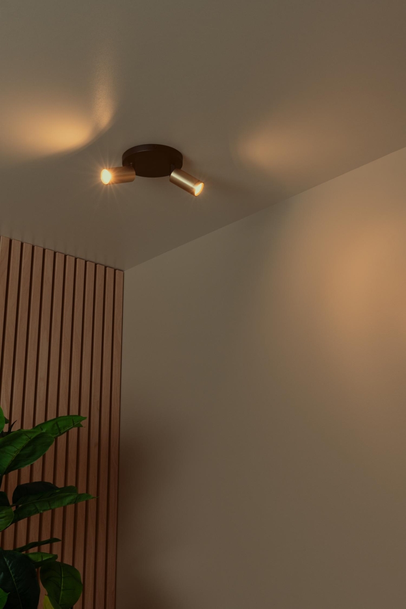 Lucide RITMO - Ceiling spotlight - Ø 15 cm - 2xGU10 (MR11) - Matt Gold / Brass